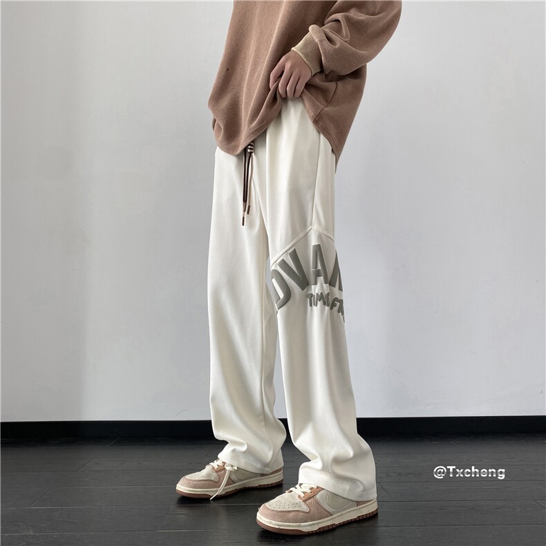 冬季菠萝格加绒宽松休闲卫裤字母发泡印花B315-K23404JR-p55控68,男装休闲裤,电商B315