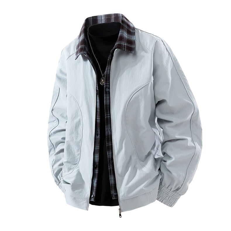 春季新品夹克男假两件工装外套青少年格子拼色上衣GS9073，男装夹克，星座1206（原A206）