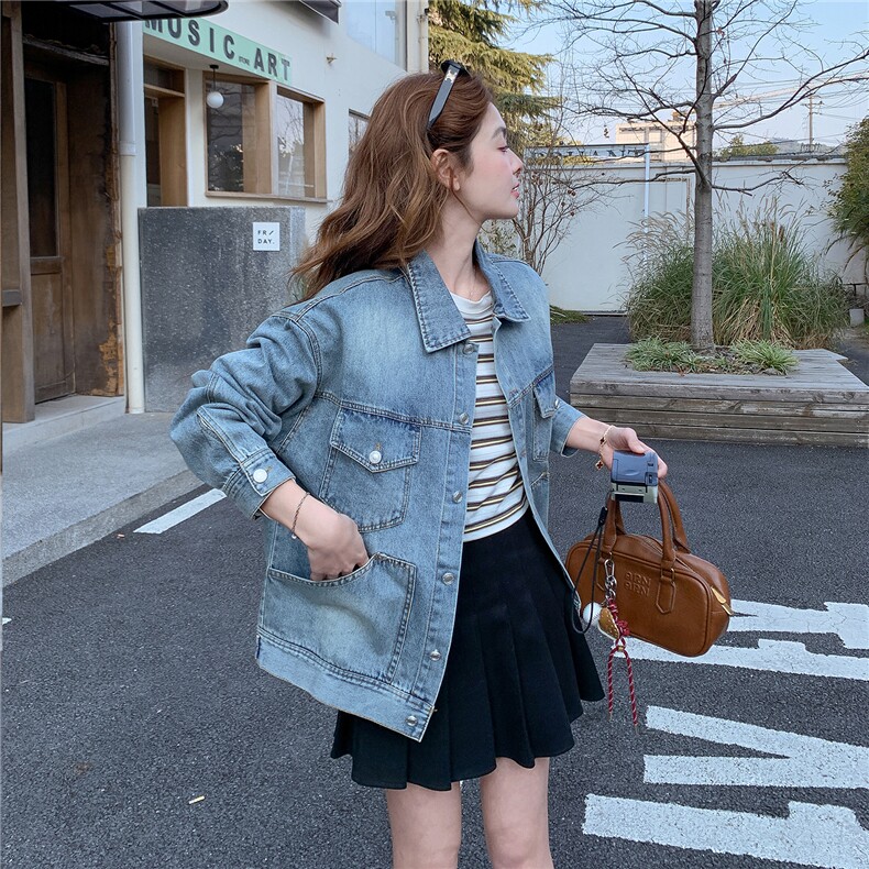 2026年春季休闲宽松时尚短款百搭牛仔外套，女装牛仔外套，文熹诺