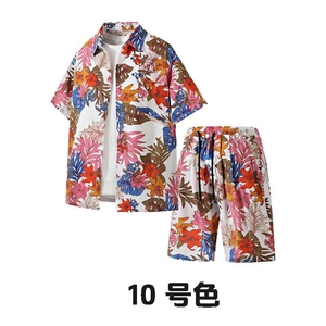 夏季花衬衫男衬衫沙滩透气宽松港风青年花色衬衫TZ001-P45图片