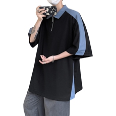 2023新款拼接色翻领poloA177-t503-P40.97%聚酯纤维.3%氨纶，男装Polo衫，电商A177