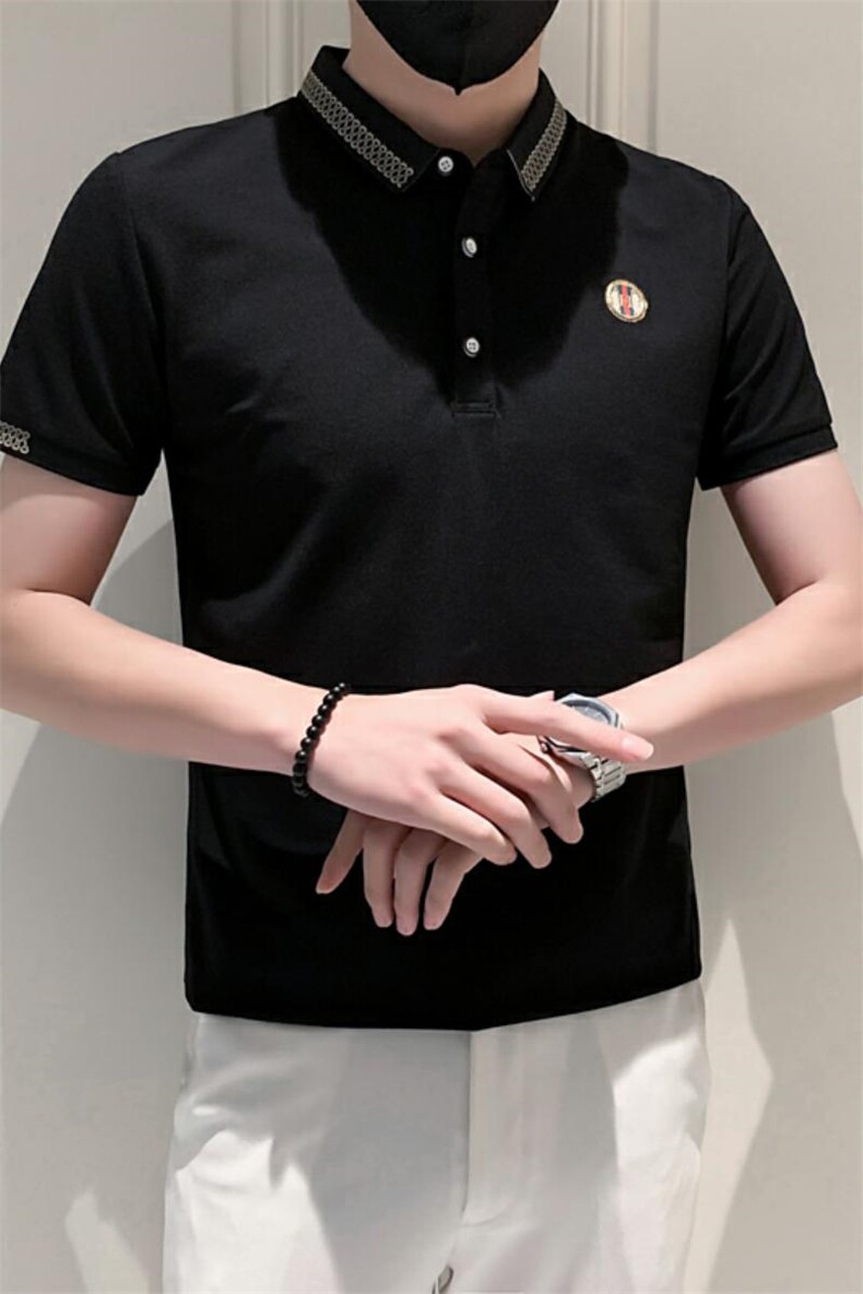现货3038-P40夏季新款衫男短袖休闲半袖翻领T恤男装修身商务,男装T恤,电商D310B-1
