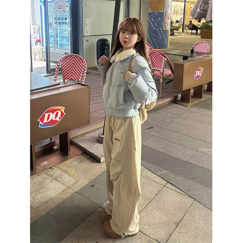 195大喜美式毛领短款棉服外套女冬季百搭面包服复古休闲棉衣棉袄,男装棉衣,星座506A