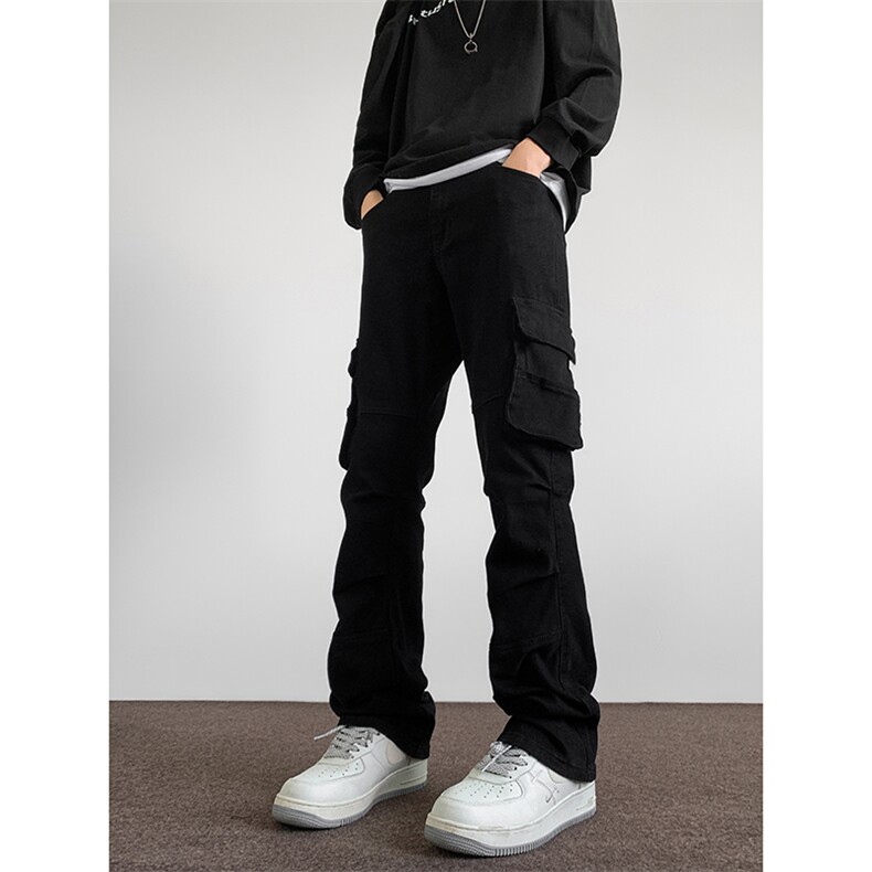 B221美式ins高街暗黑拼接弹力工装牛仔裤LK24163-P75控98,男装牛仔裤,电商B221