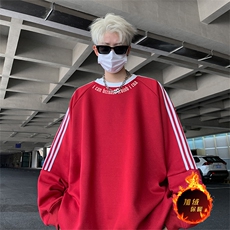 抖音得物供货提供视频秋冬重磅美式宽松织带圆领卫衣0330，男装卫衣，电商A486
