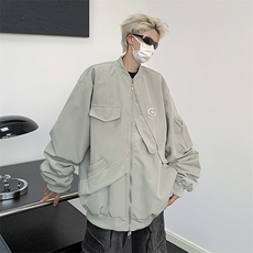 美式街头设计感飞行服外套男女春秋宽松不规则工装夹克J8529-p58，男装夹克，星座1008-2