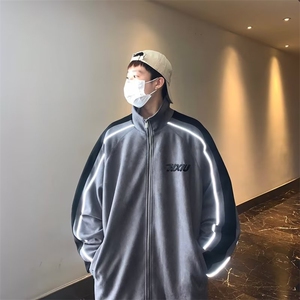 鹿皮绒外套男春秋款美式潮牌上衣冬季高街休闲男装夹克W4524-P75图片