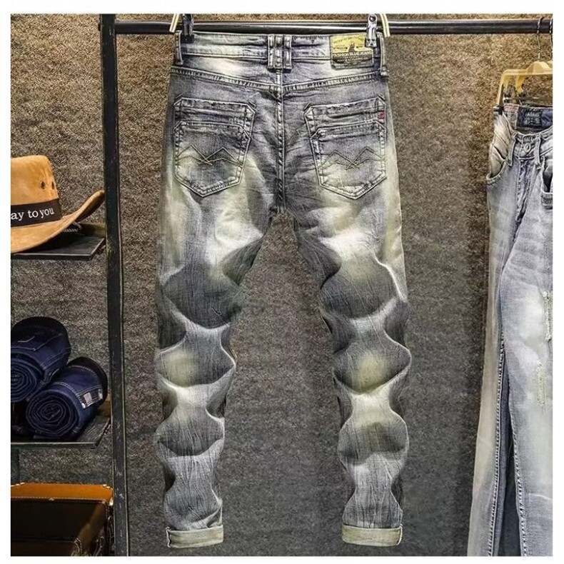 1506-1/KX451/P49个性修身牛仔裤嘻哈ins潮高街潮流痞帅长裤男款,男装牛仔裤,星座1506-1