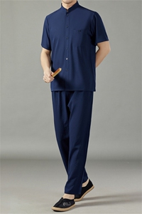 风唐装中式汉服速干短袖中老年人夏季薄款套装SH235套装-P65图片
