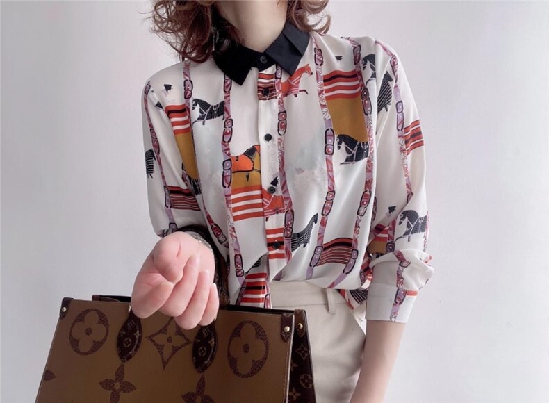 【现货】2021春季新品真丝双绉印花衬衫，女装衬衫，七七迷兰