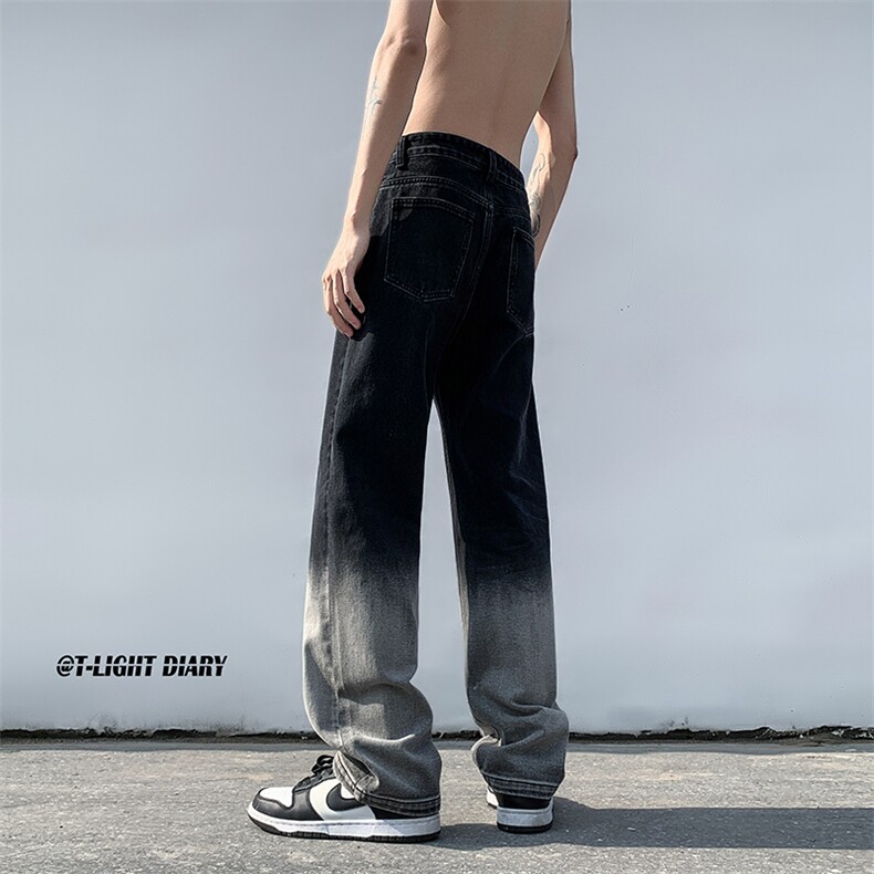 B221 美式ins高街小众渐变色吊染直筒牛仔裤 LK23024-P60 控78图片