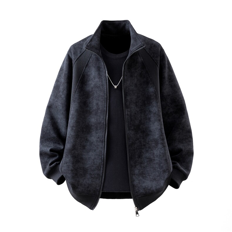 可二开罗纹拼接脏脏灰扎染面料大码M-5XL夹克JK78083P65控98，男装夹克，星座227-7