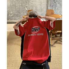 C357-P382024夏季新款条纹宽松T恤男美式复古潮牌短袖体恤现货，男装T恤，星座512-6