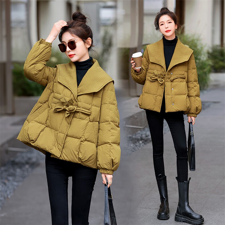2022时尚优雅减龄气质大翻领羽绒服，女装羽绒服，布芭啦