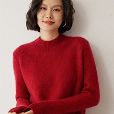 时尚百搭半高领羊绒衫简约优雅显瘦毛衣，女装羊绒衫，米琪莲羊绒