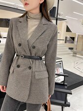 千鸟格西装外套腰带，女装西装，Balance Studio