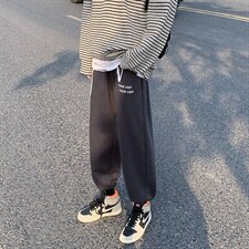 秋冬新款港风加厚加绒宽松束脚潮字母印花休闲卫裤男1004-1WK521，男装休闲裤，星座715