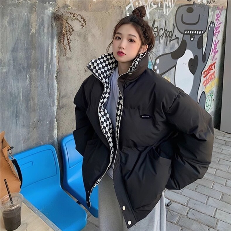 冬季格子棉衣外套女休闲潮牌保暖复古运动防风加厚棉服ML9903-p83,男装棉衣,星座1008