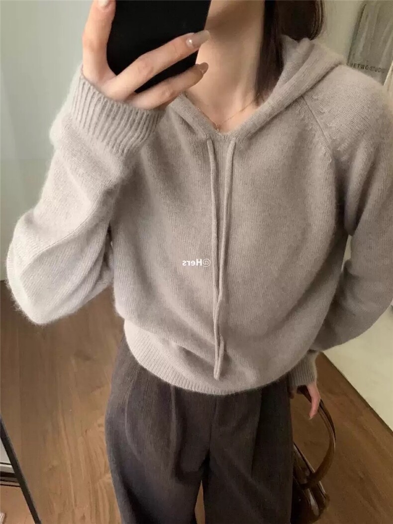 女士秋冬羊毛衫纯色连帽羊毛,女装羊毛衫,恩泰羊绒