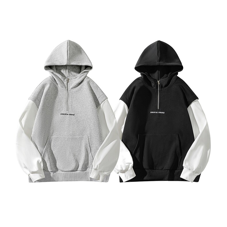 Y501-P52港风拼接连帽卫衣男落肩打底衫潮流百搭上衣外，男装T恤，星座1204