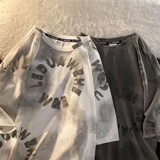 新款时尚圆圈字母印花潮牌夏装短袖圆领衣服ins男MT3536-P48，男装T恤，星座717