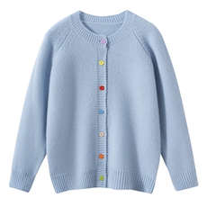 2025年秋季新款百搭男女同款七针彩扣羊毛开衫，童装儿童羊毛衫，宏杨羊绒