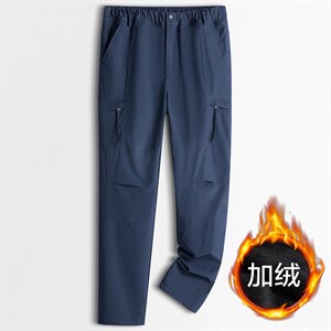 2023新款加绒加厚男春秋季宽松直筒中年高端商务休闲高弹长裤子图片