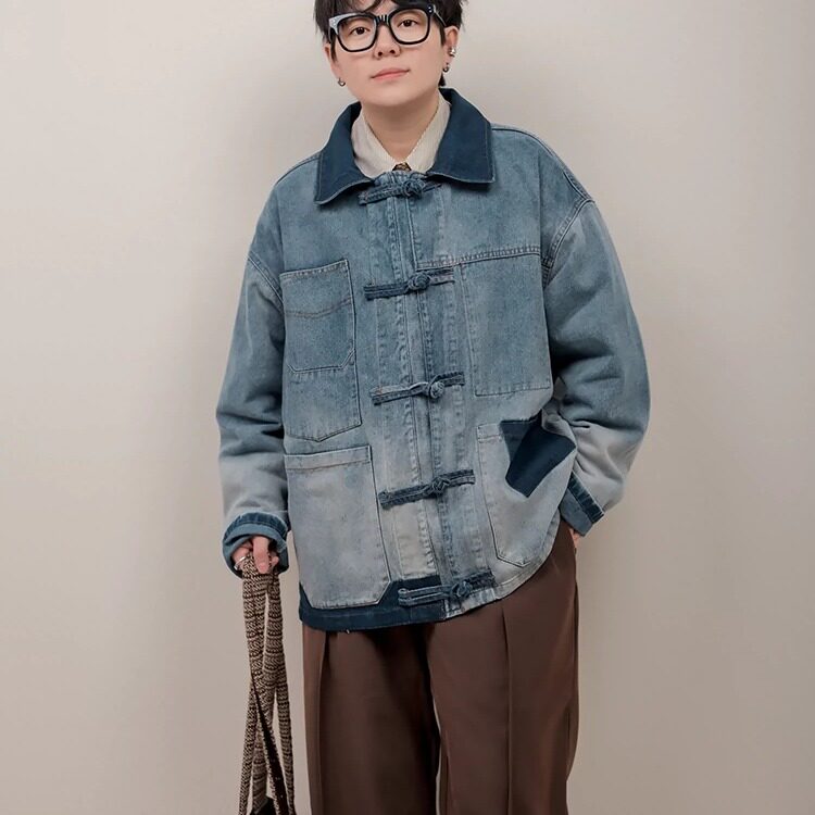 复古流行新中式风初早牛仔外套春秋季女2025新款上衣设计感小众，男装工装外套，星座1210-1