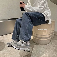 直筒复古牛仔裤男宽松bf风阔腿裤秋冬老爹潮流潮牌韩版N7004-P40，男装牛仔裤，星座1008