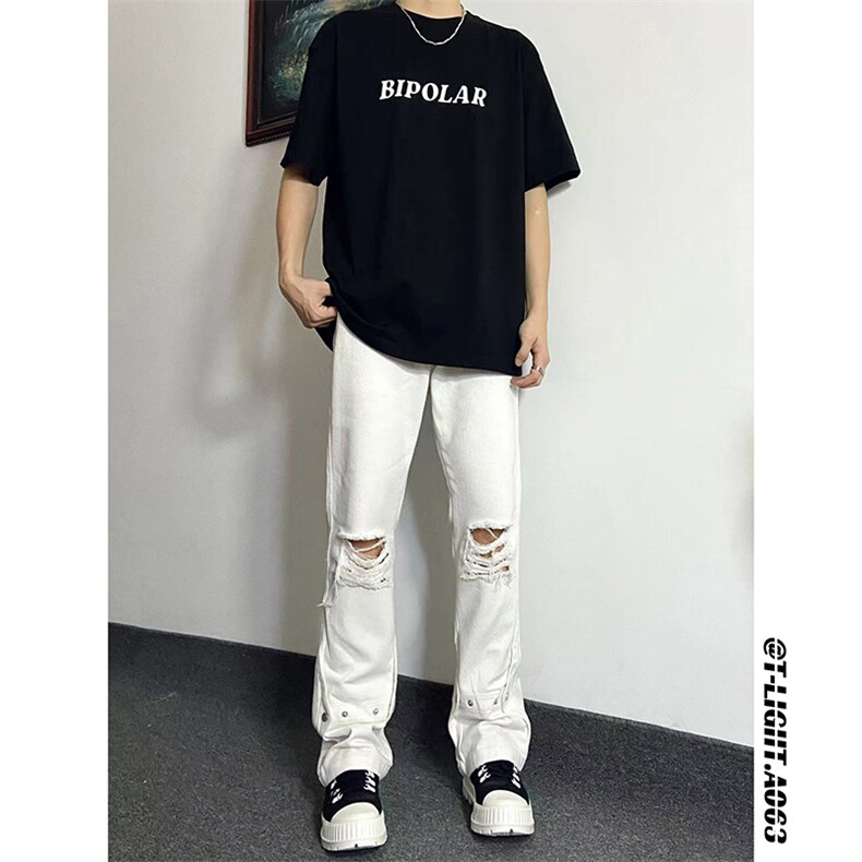 夏季美式高街破洞铆钉牛仔裤货号K750P60,男装牛仔裤,电商A063