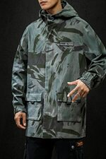 20秋装新款日系大码立体袋迷彩工装外套风衣中长款夹克FY808-P90，男装风衣，电商A009A（原A058A）