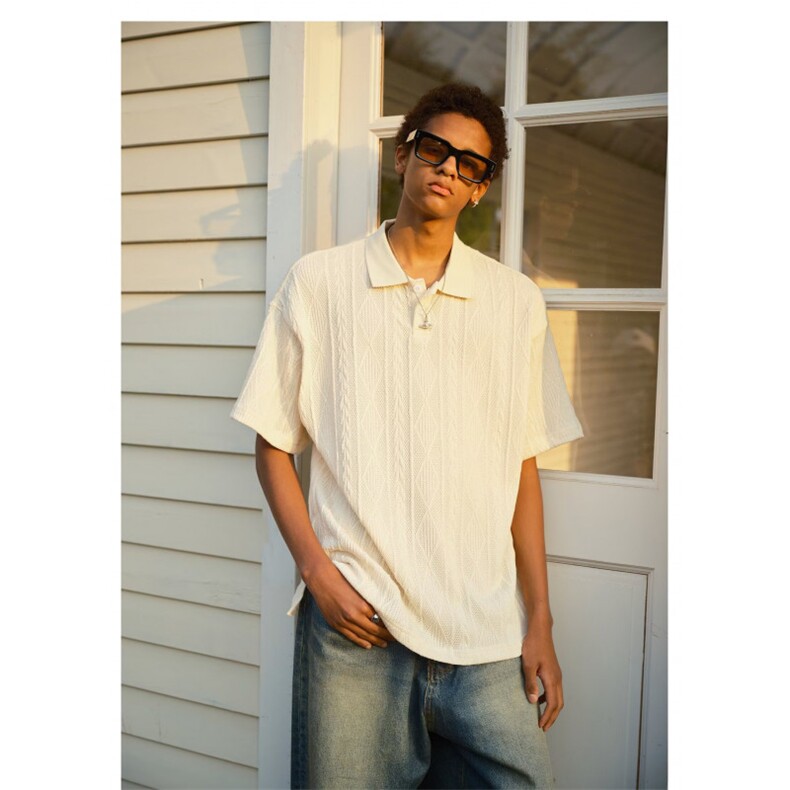 网络图现货潮牌肌理感POLO衫翻领体恤高街短袖透气上衣JS215-P35，男装T恤，星座715-7