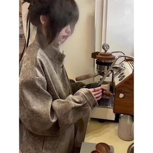 美式复古树纹肌理感短款外套男秋冬千鸟格老钱哈灵顿夹克 JM6025图片