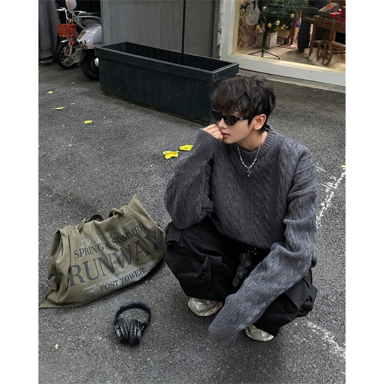 男士纯色麻花针织毛衣A367M21MP60控88,男装针织衫/毛衣,电商A367
