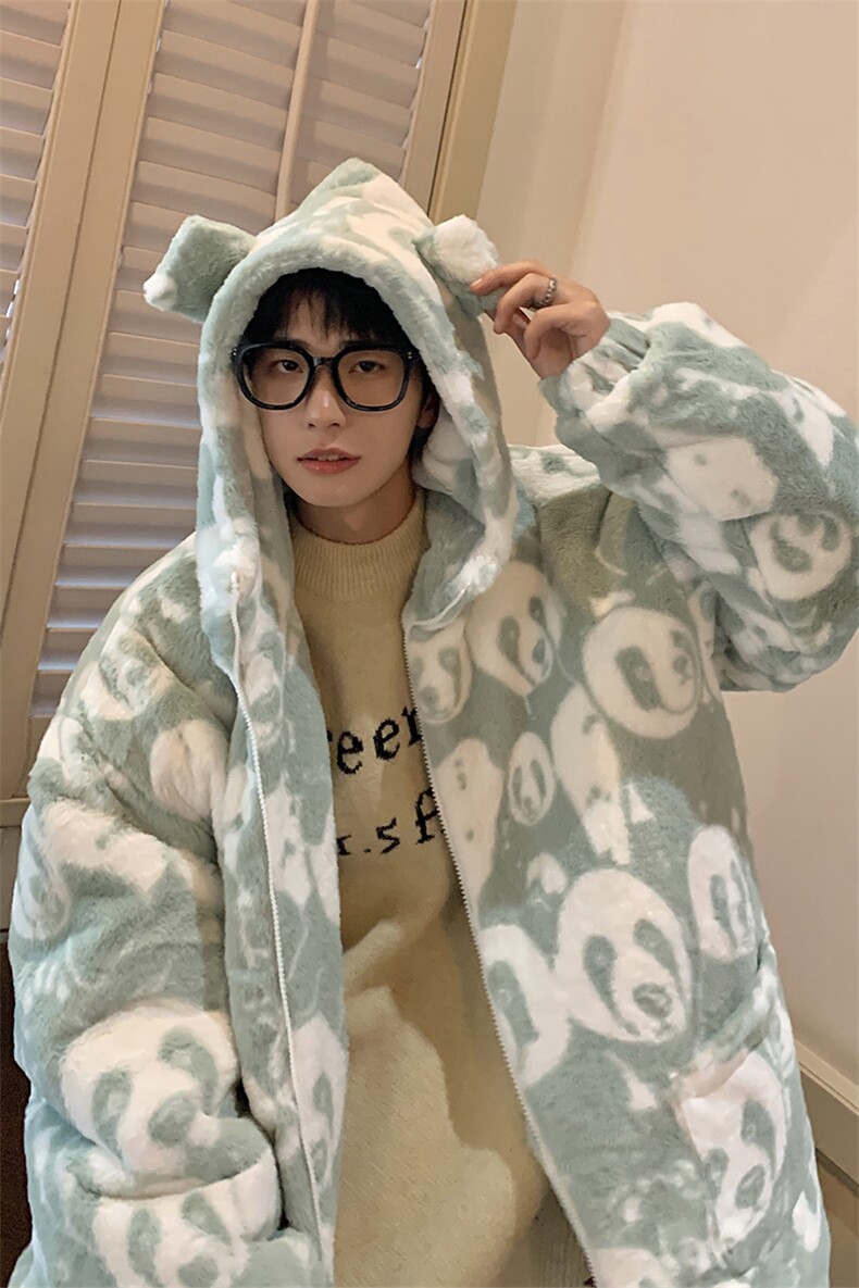 1港风羊羔毛衣女连帽毛绒服男外套男8701P105控138,男装棉衣,星座226-2