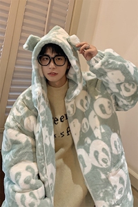 1港风羊羔毛衣女连帽毛绒服男外套男8701P105控138图片
