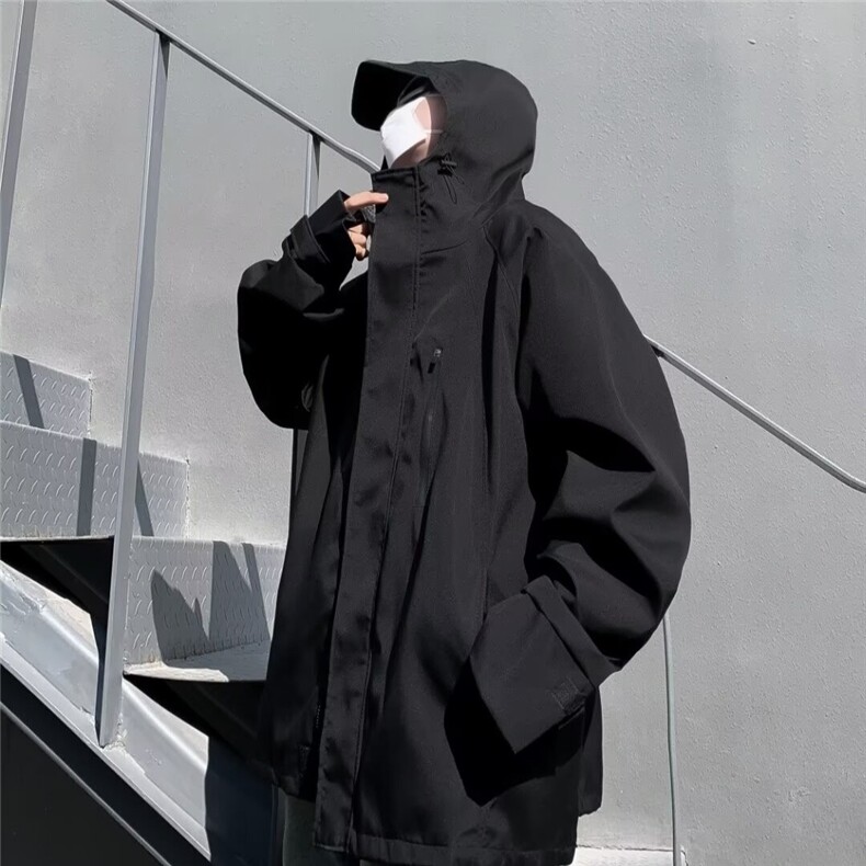 机能风连帽街休闲痞帅气工装外冲锋衣男春秋季潮牌外套C428/P65,男装夹克,星座506