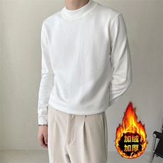 半高领设计加绒针织线衫内搭打底衫M23H/P50特M-4XL，男装T恤，电商A243