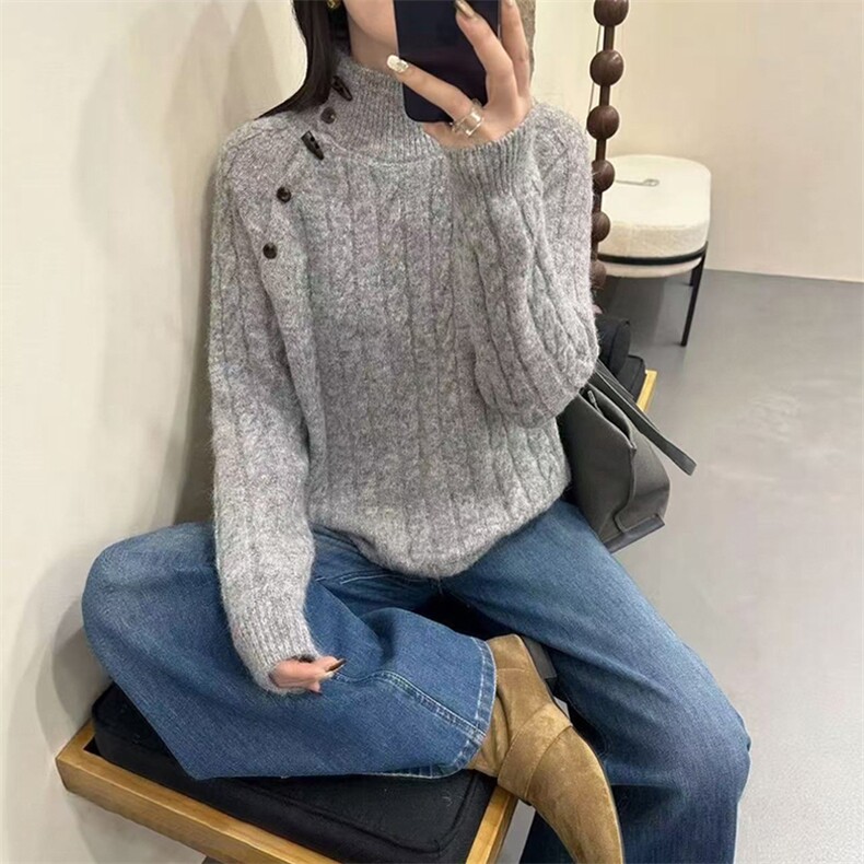 毛衣女冬季加厚外穿内搭套头圆领短款小个子时尚针织衫打底衫上衣，女装针织衫/毛衣，暖姿羊绒