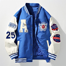 美式棒球服宽松潮流痞帅加绒加厚立领夹克A436-22129加棉-P80，男装夹克，电商A436