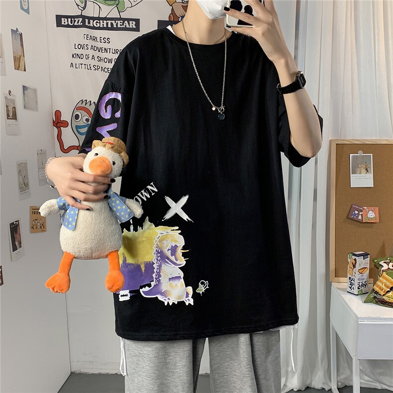 图案已注册港风日系休闲情侣潮大码风短袖T恤男7932F25控39,男装T恤,星座227-7