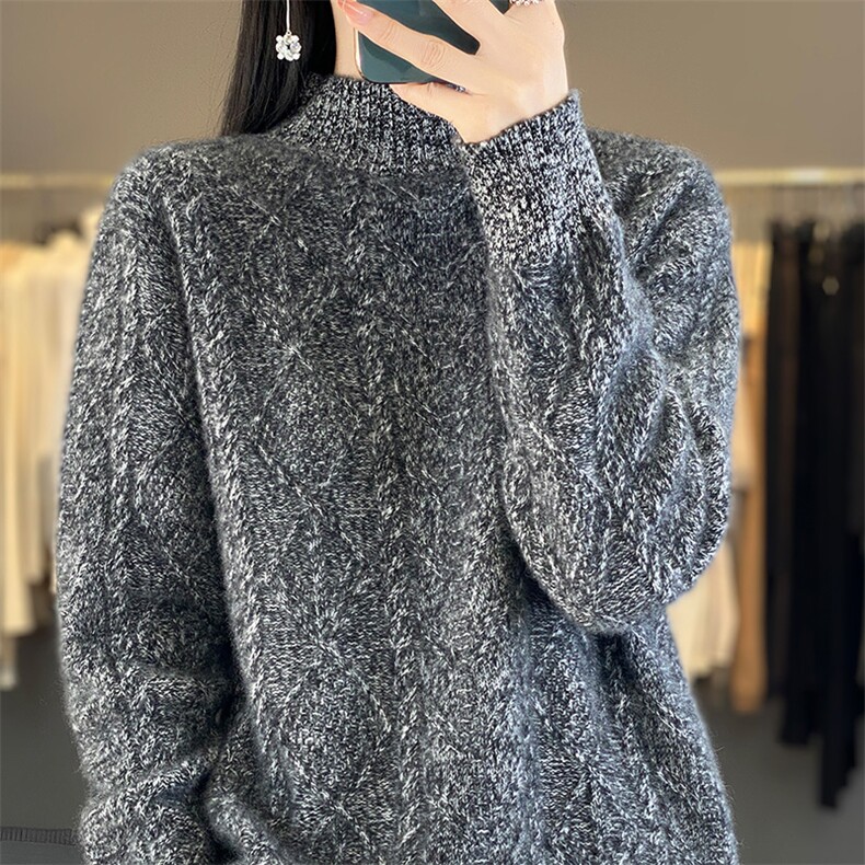 2025年秋季套头常规时尚百搭通勤简约休闲女士羊毛衫,女装羊毛衫,贝美羊绒