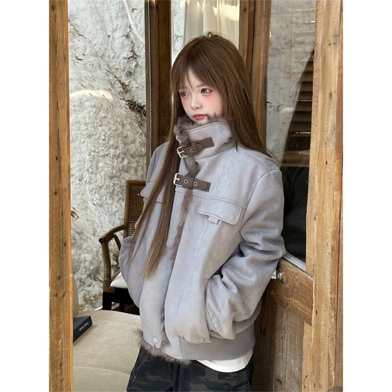 座山雕羊羔毛外套棉服男女冬季加绒双皮扣立领棉衣LM60566-P110,男装棉衣,星座1008
