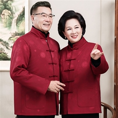主推现货中老年婚宴喜庆唐装冬加绒可拆卸内胆爷爷风唐装外套，男装民族服装，钱塘723