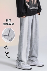 高街品质高街设计潮牌裤男垂坠感宽松阔腿男裤DK7861-P60-控78，男装休闲裤，星座717