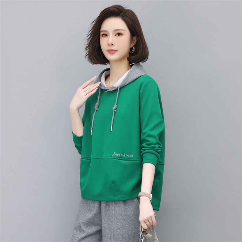 时尚宽松连帽卫衣女秋冬季新款韩版百搭显瘦长袖上衣外套潮,女装卫衣/绒衫,依恋蒂丝