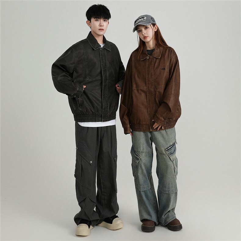 PU皮复古做旧水洗机车服情侣夹克上衣P036/P188,男装夹克,星座202-3