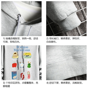 纯棉连帽卫衣男大码运动帽衫宽松薄 WY2356-P35 加绒款-P40 网格图片