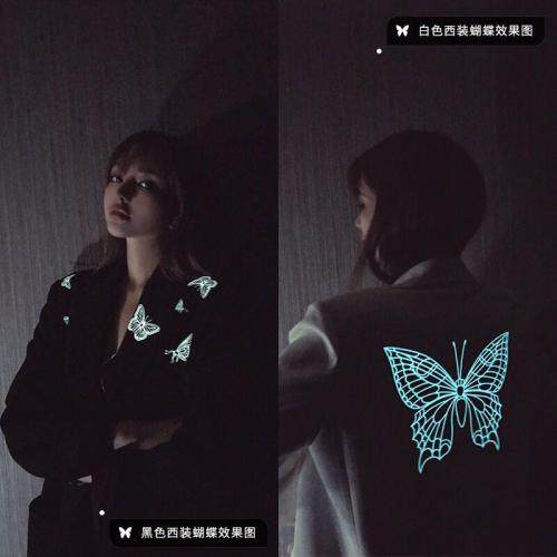 春季欧版西装发夜光的蝴蝶，女装西装，蓝衣可