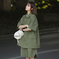 短袖衬衫男新款夏季薄款透气搭配一套短裤宽松翻领衬衣TZ073-P80，男装衬衫，星座308B-2